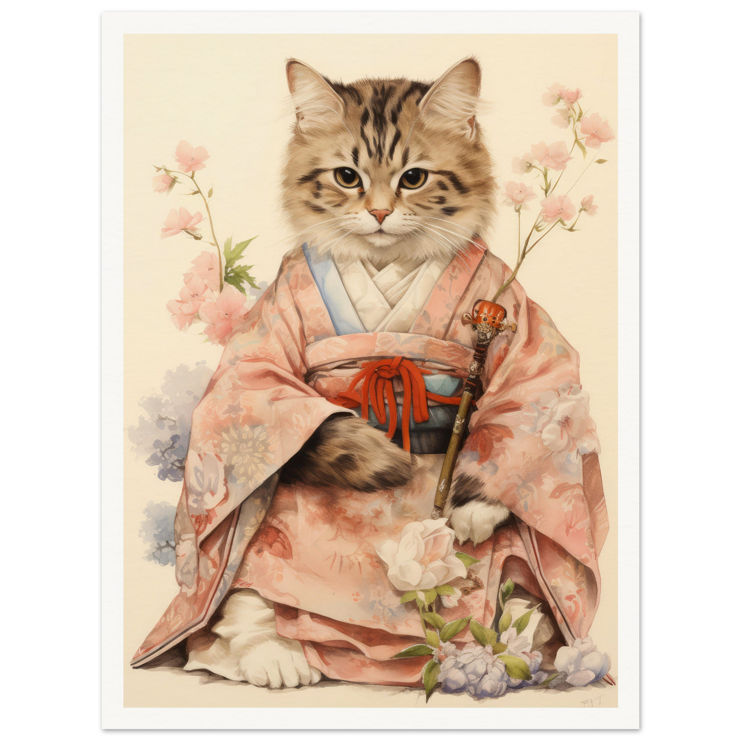 Kimono Cat - Matte Archival Poster