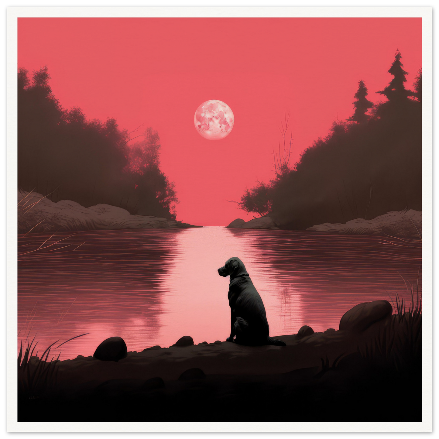 Red Moon River - Matte Archival Poster