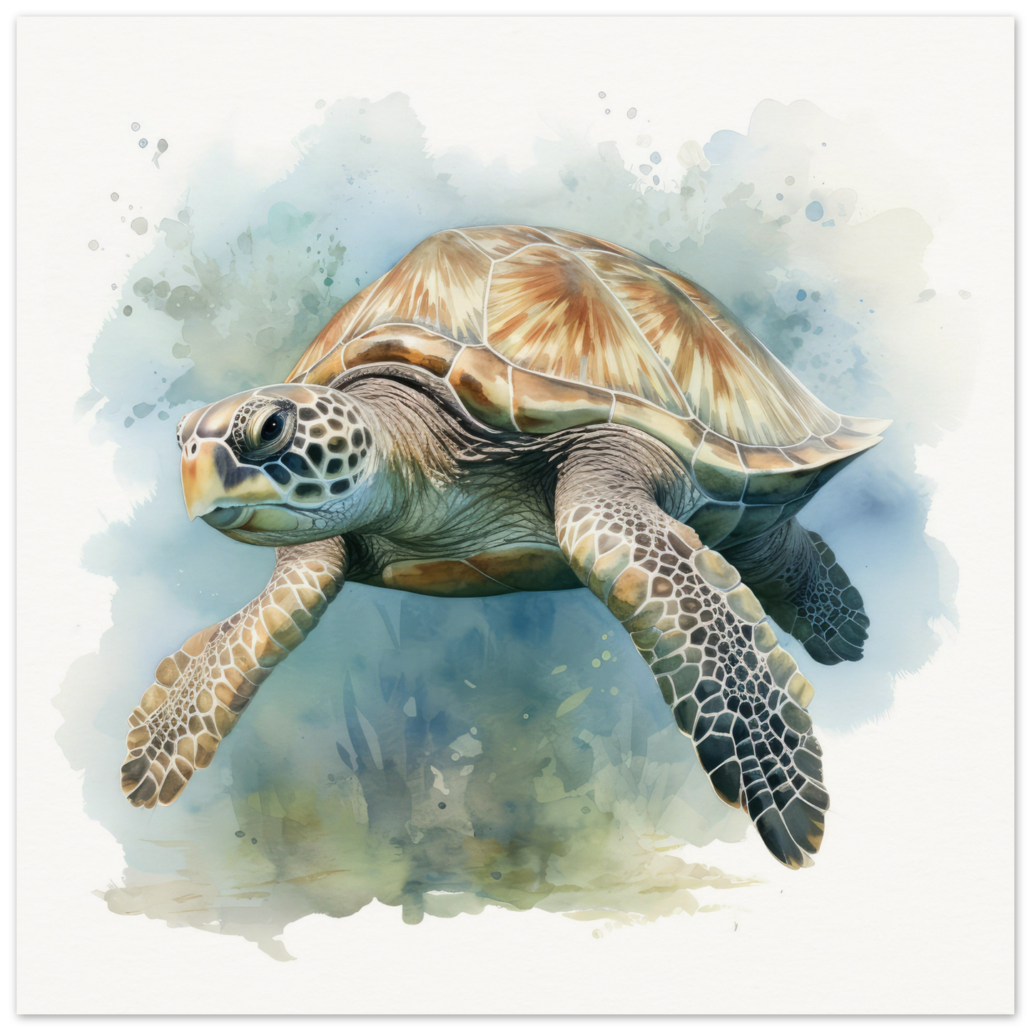 Watercolour Sea Turtle - Matte Archival Poster
