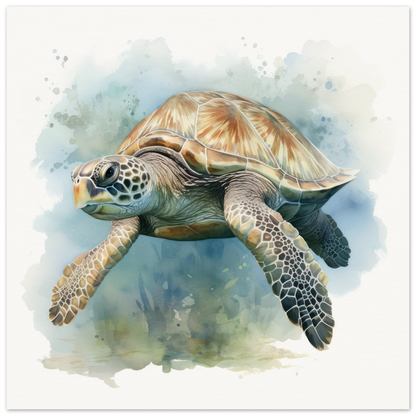 Watercolour Sea Turtle - Matte Archival Poster