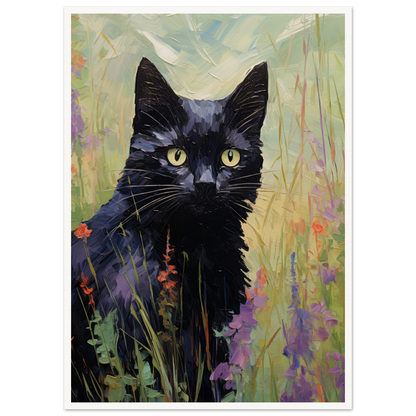Black Cat In Field - Matte Archival Poster