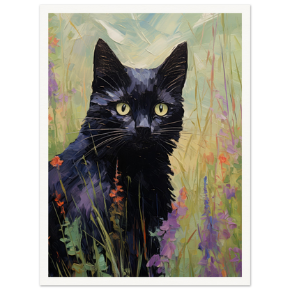 Black Cat In Field - Matte Archival Poster