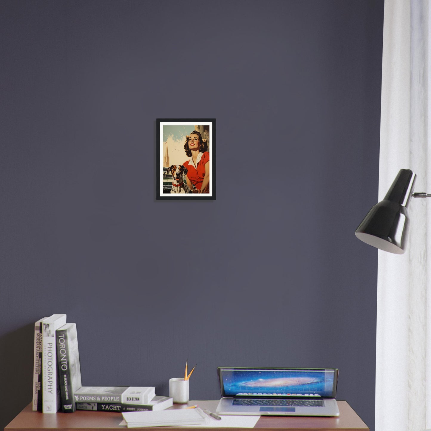 Retro Dog With Lady - Matte Archival Poster