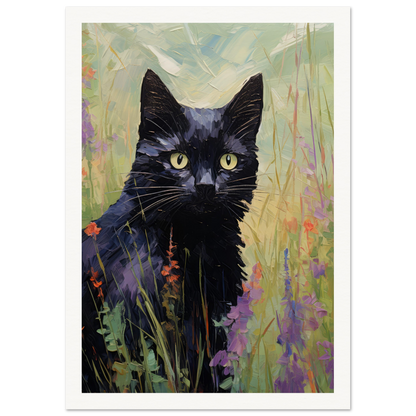 Black Cat In Field - Matte Archival Poster