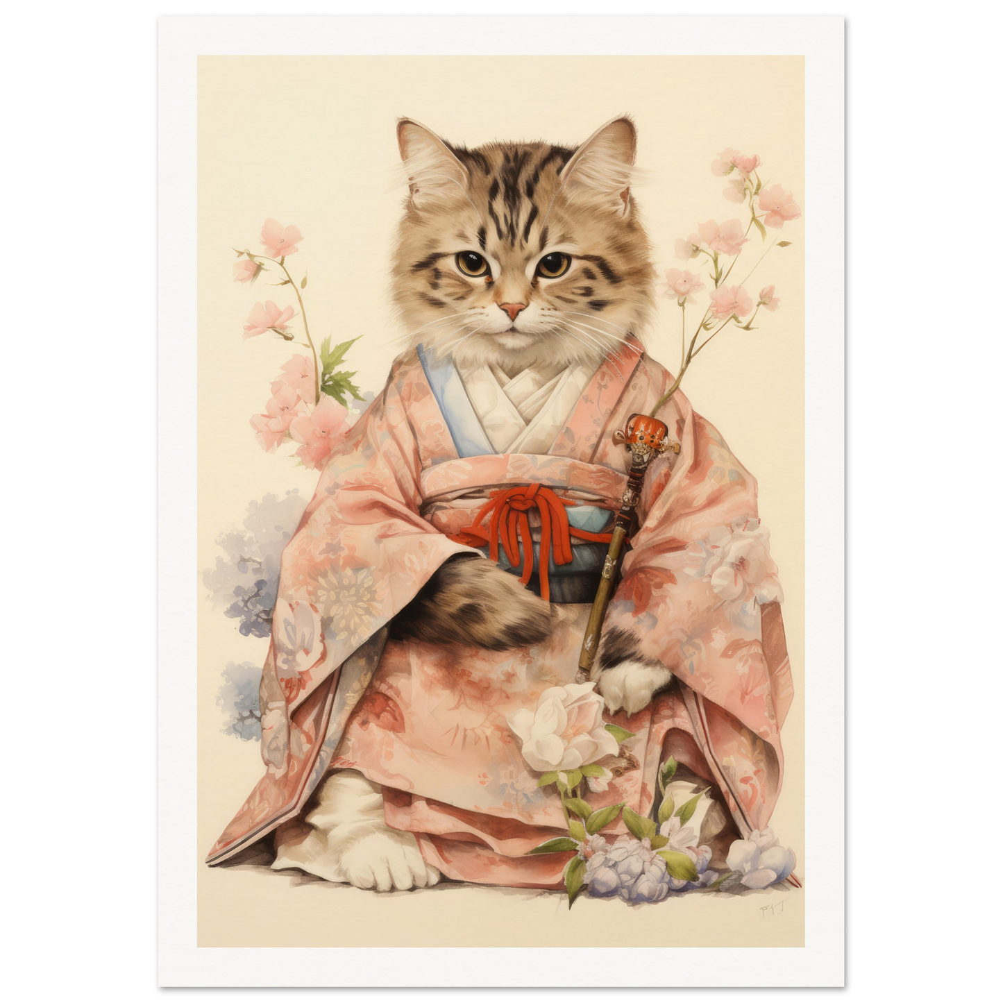 Kimono Cat - Matte Archival Poster