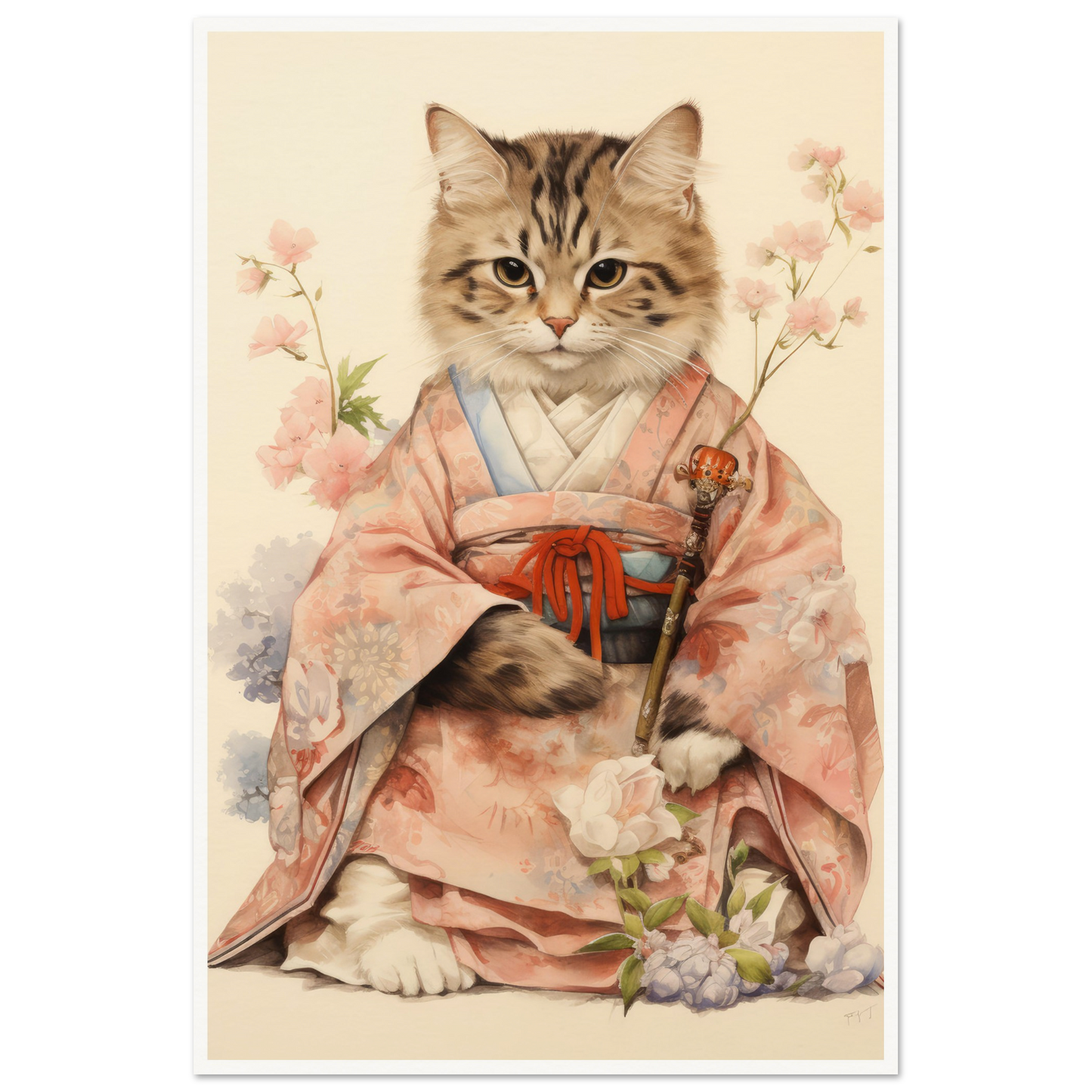 Kimono Cat - Matte Archival Poster
