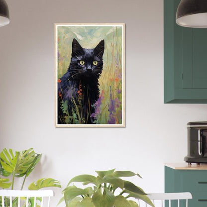 Black Cat In Field - Matte Archival Poster