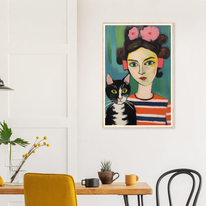 Woman And Cat - Matte Archival Poster