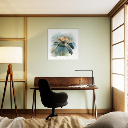 Watercolour Sea Turtle - Matte Archival Poster