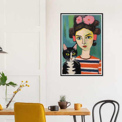 Woman And Cat - Matte Archival Poster