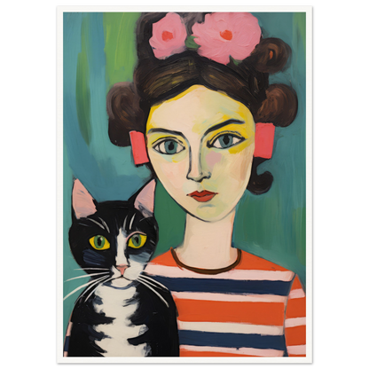 Woman And Cat - Matte Archival Poster
