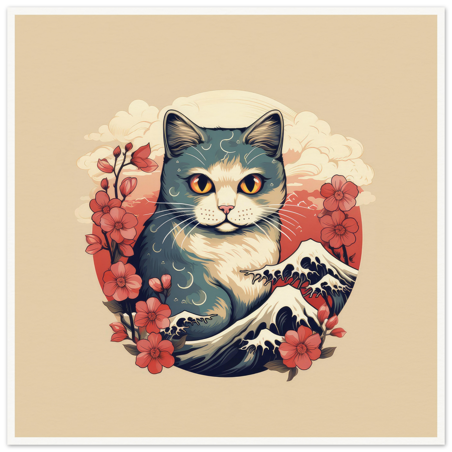 Floral Cat - Matte Archival Poster