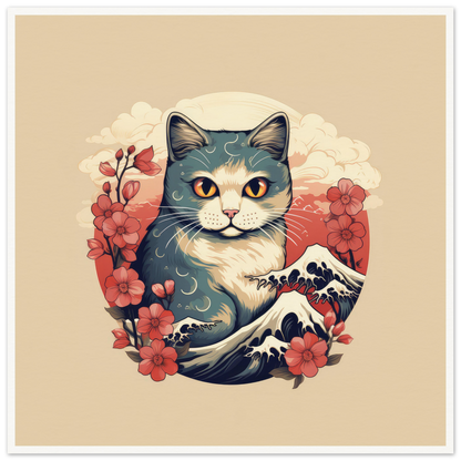 Floral Cat - Matte Archival Poster