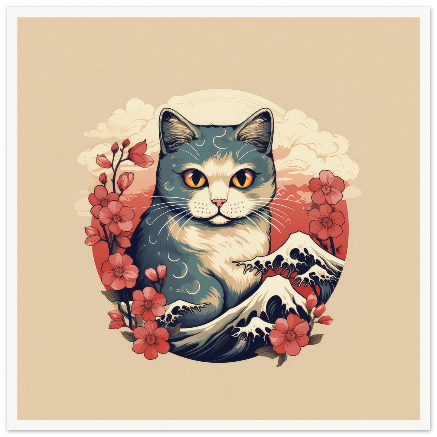 Floral Cat - Matte Archival Poster