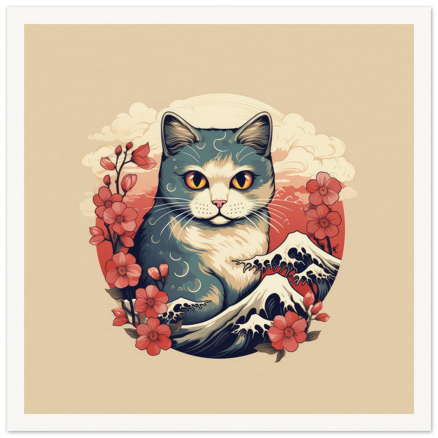 Floral Cat - Matte Archival Poster