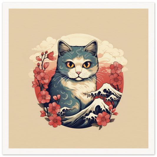 Floral Cat - Matte Archival Poster
