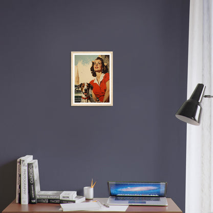 Retro Dog With Lady - Matte Archival Poster