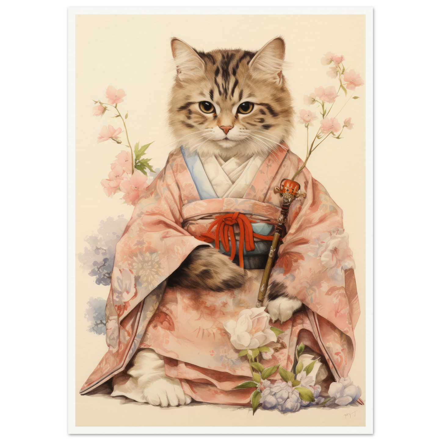 Kimono Cat - Matte Archival Poster