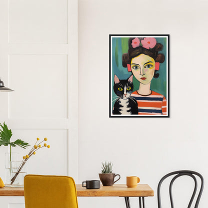 Woman And Cat - Matte Archival Poster