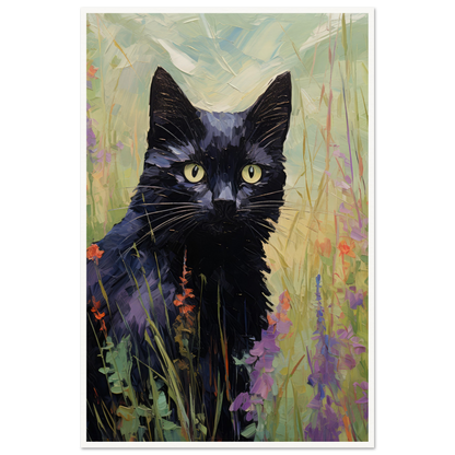 Black Cat In Field - Matte Archival Poster