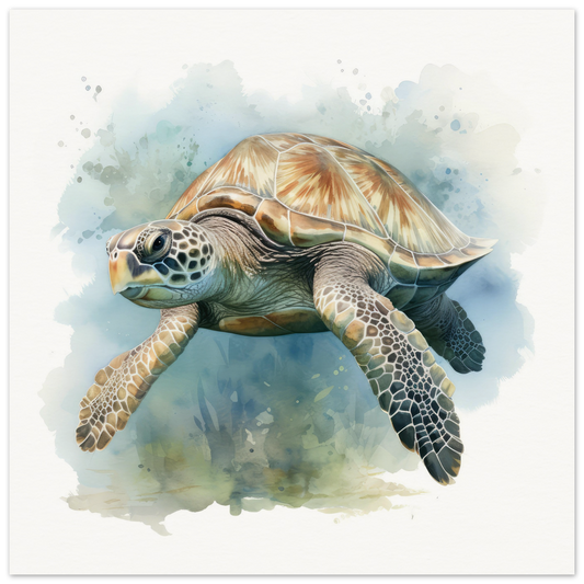 Watercolour Sea Turtle - Matte Archival Poster